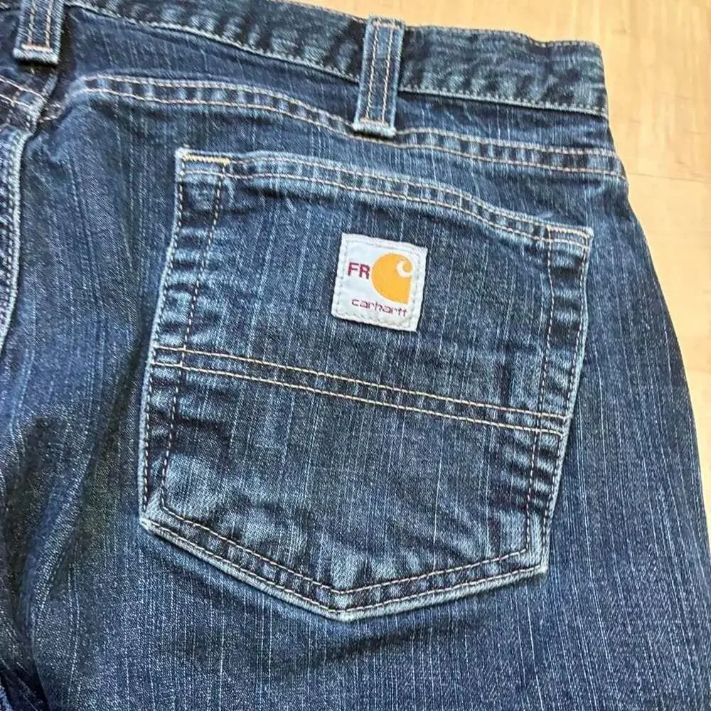 Carhartt FR Relaxed Fit Carpenter Jeans 36x32 Dark Wash Thrashed